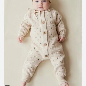 Jamie Kay Cozy Cream Knit Baby Onesie